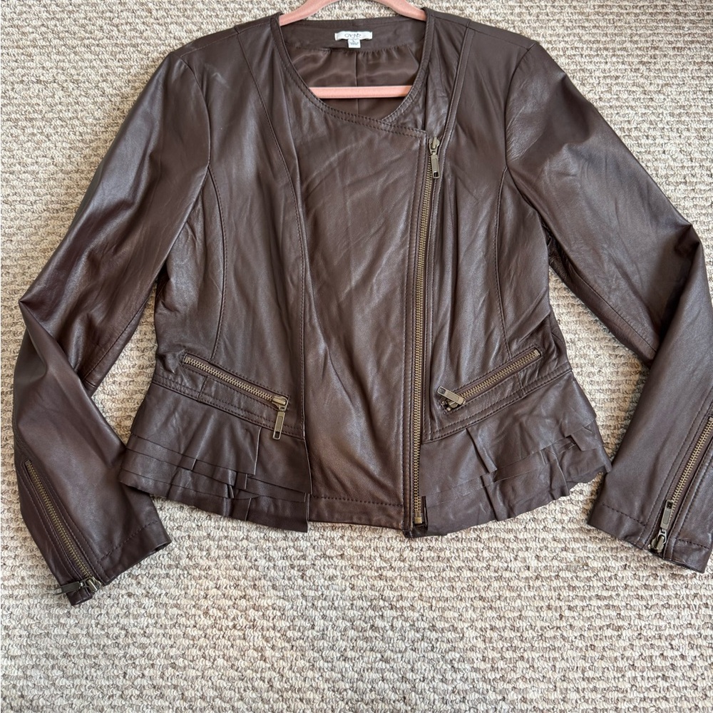 Cache Brown 100% Leather Jacket